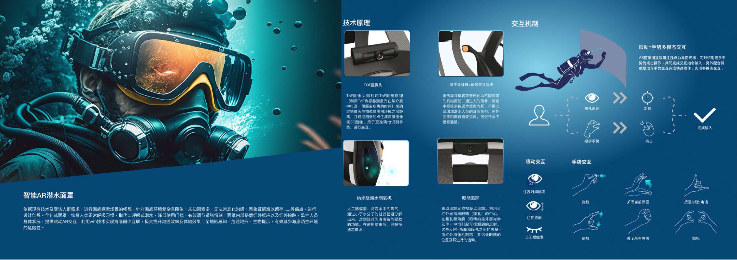智能潜水面罩硬件与交互机制概念